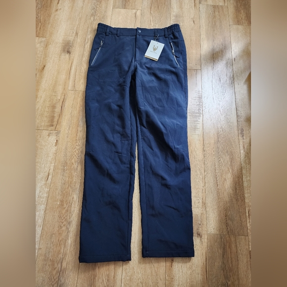 $79 NWT Men M Alpha Camp Travel Pants Water Wind Resistant Fleece Lined Hiking - Picture 3 of 14